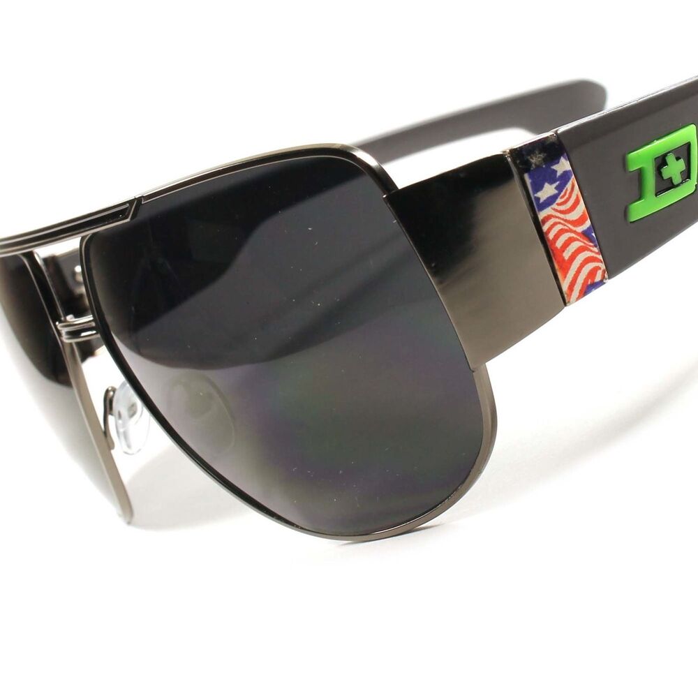 Novelty Mens Womens Gunmetal Rectangle Patriotic American Flag Sunglasses